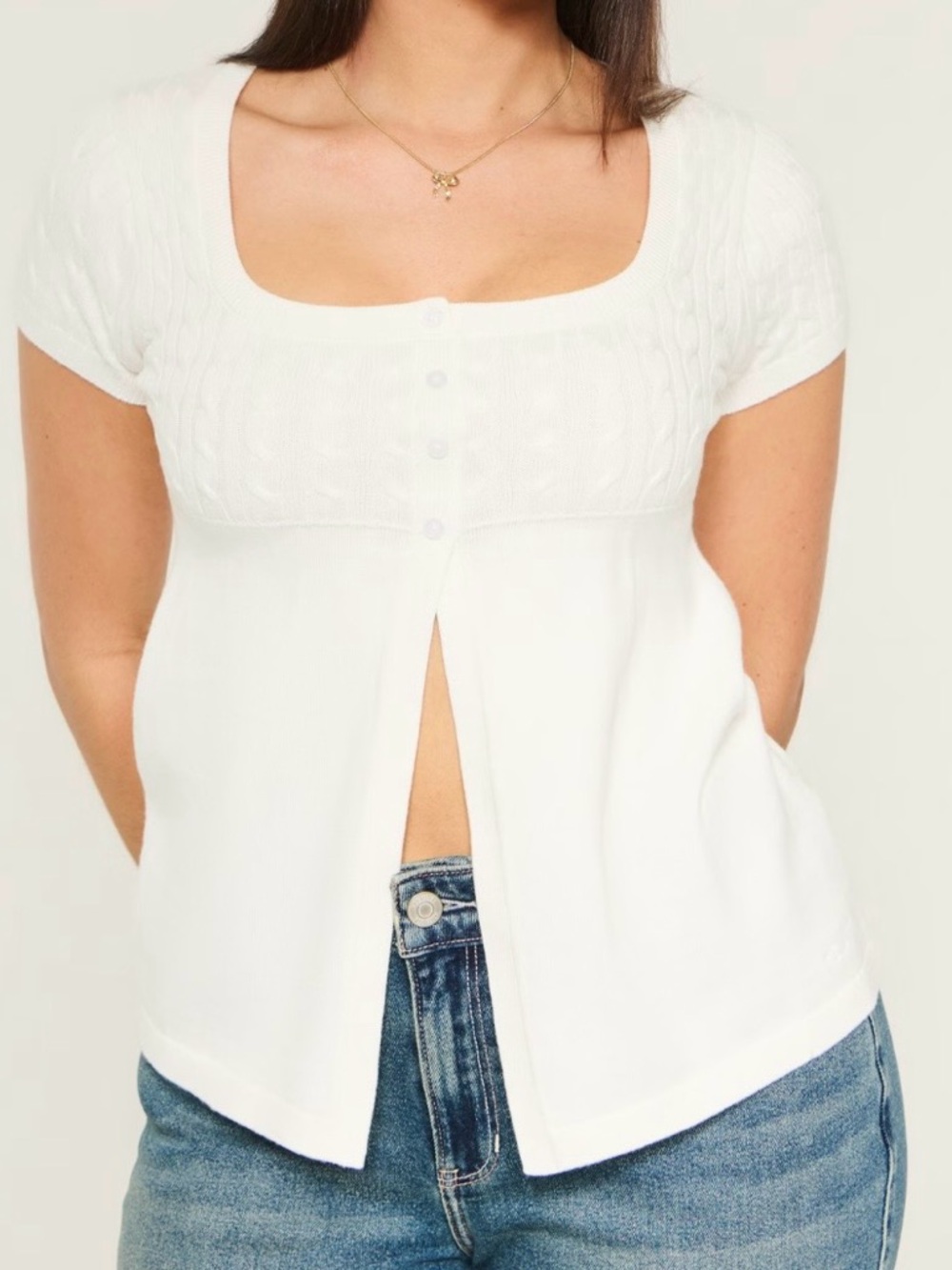 Hollister Short Sleeve Babydoll Sweater, NWT, Medium
